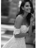 Off Shoulder Beaded Ivory Lace Tulle Dreamy Wedding Dress